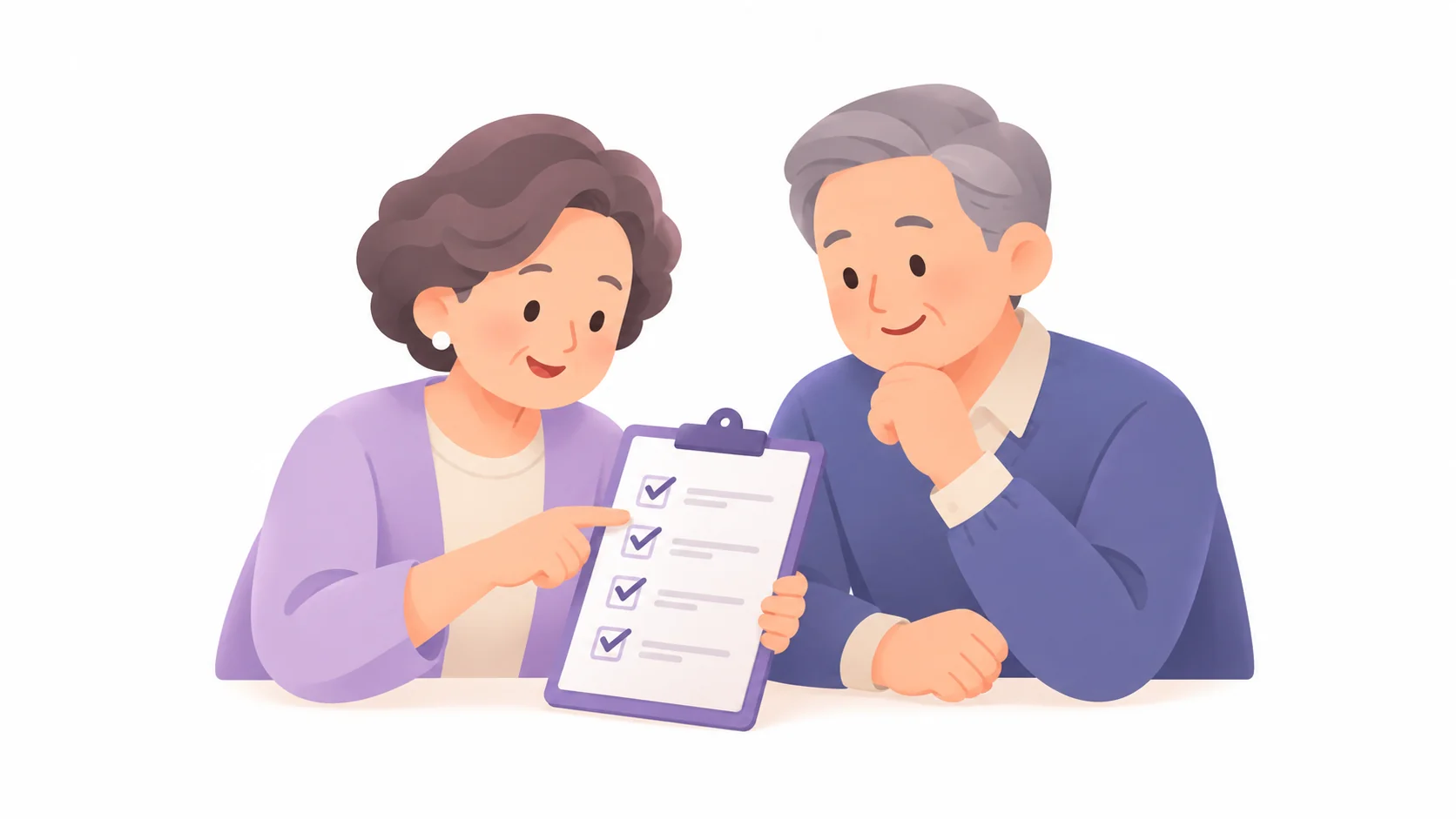 웰다잉 준비 목록을 함께 살펴보는 60대 부부