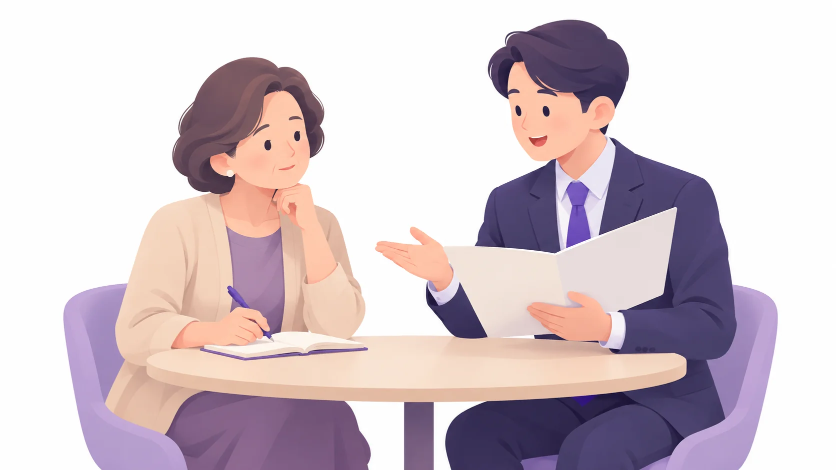 상조 가입 전 모집인에게 설명을 듣는 소비자