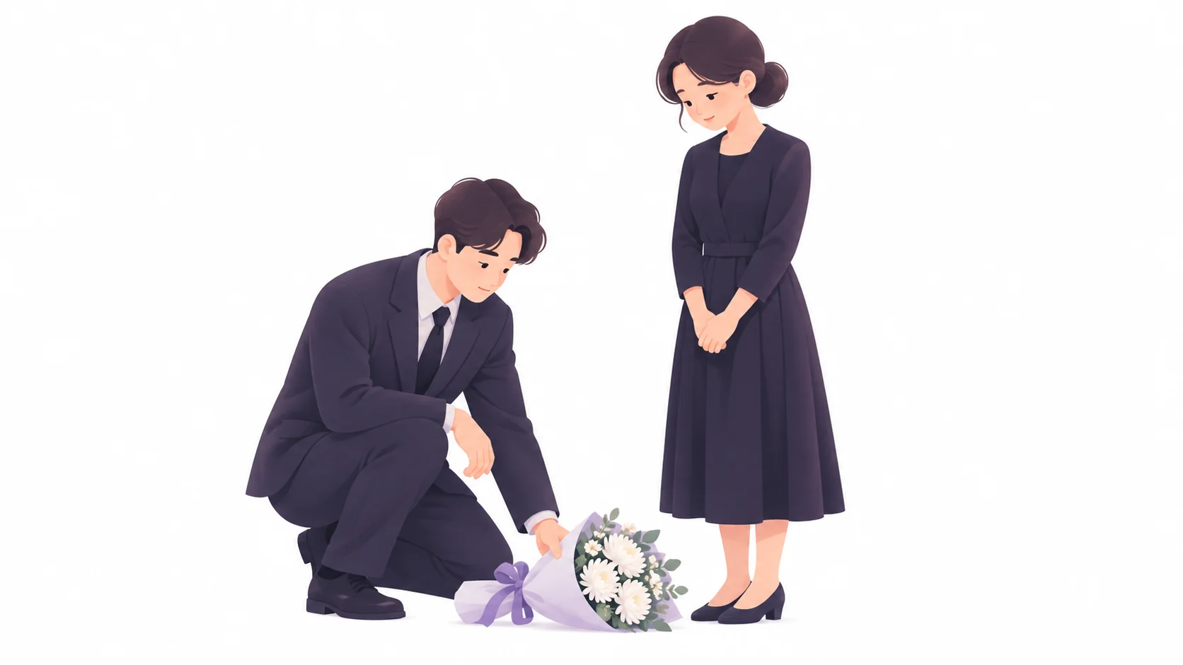 묘역에 꽃을 올리며 고인을 기리는 가족