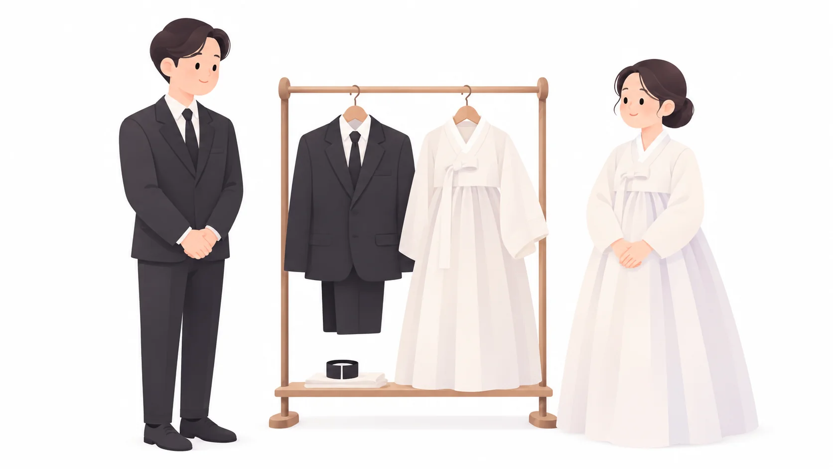 대여용 상복과 완장을 준비해 둔 모습