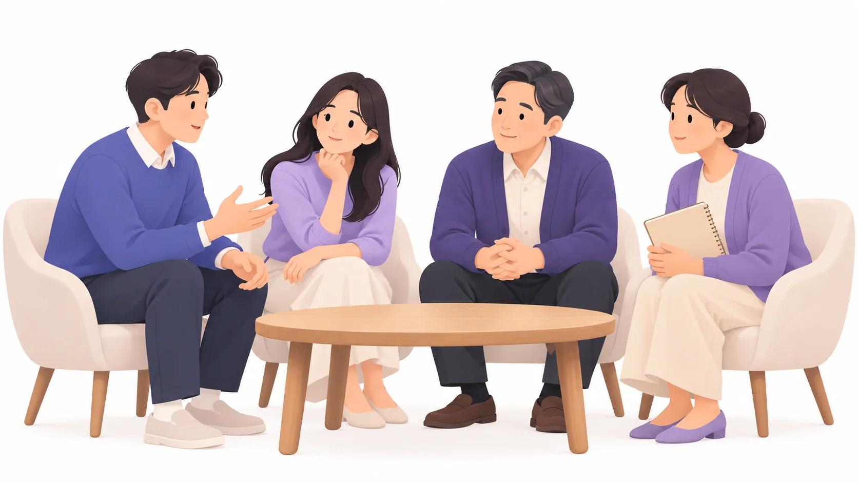 1일장으로 할지 가족이 함께 의논하는 모습