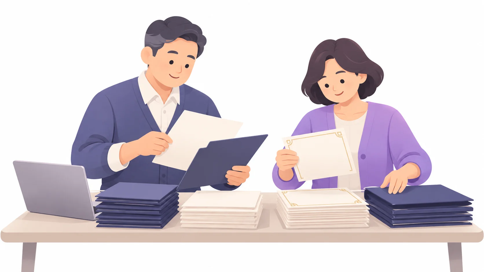 상속세 신고 서류를 나눠 정리하는 형제