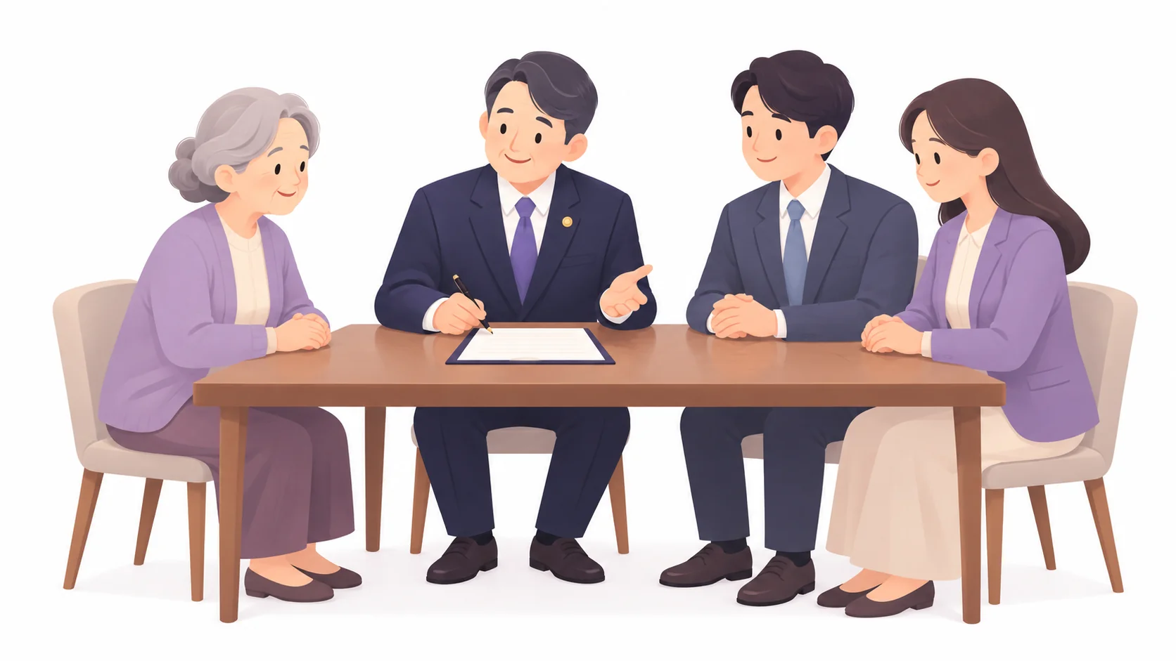 공정증서 유언을 하는 어르신과 증인