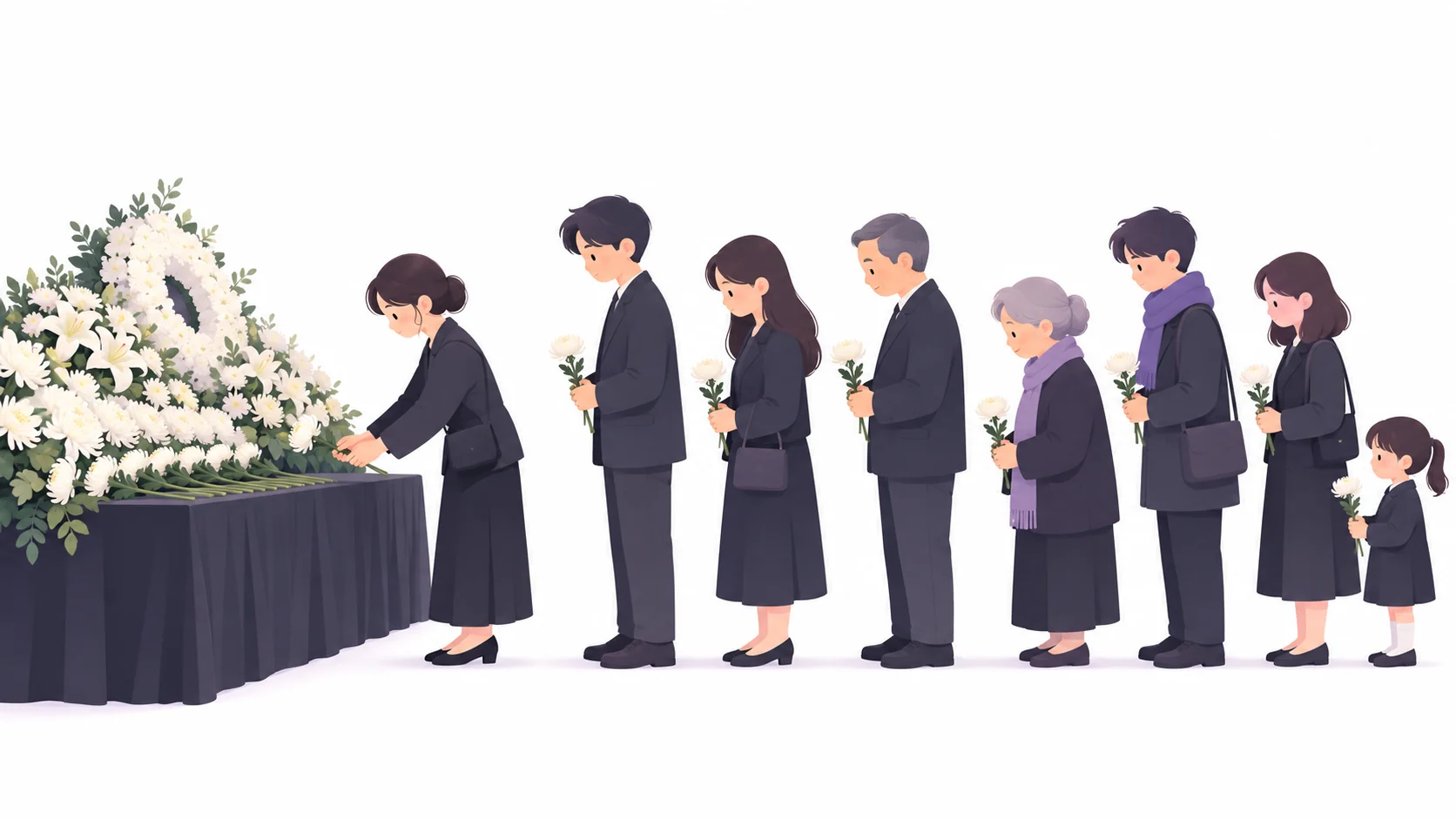 합동분향소에서 헌화를 기다리는 시민들