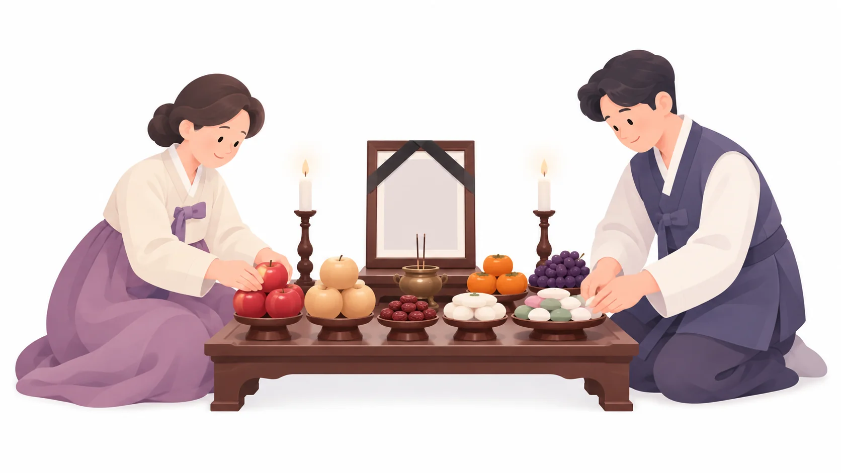 집에서 49제 상을 차리는 가족