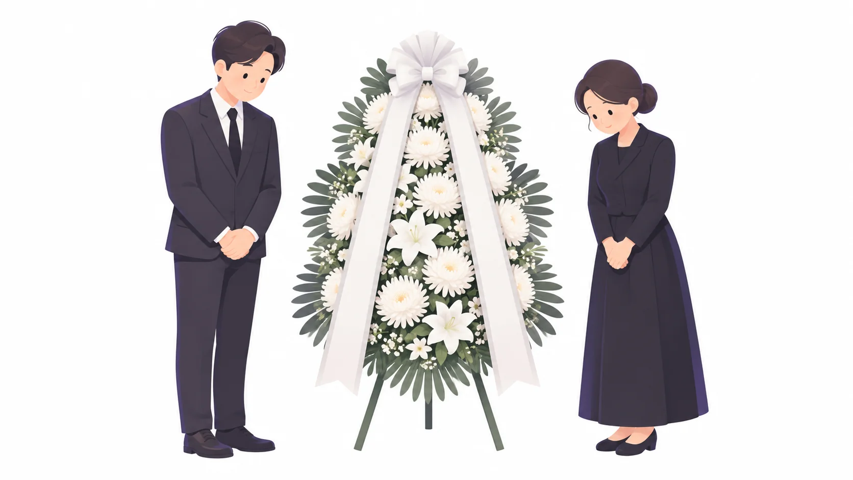 리본에 조의문구를 단 근조화환