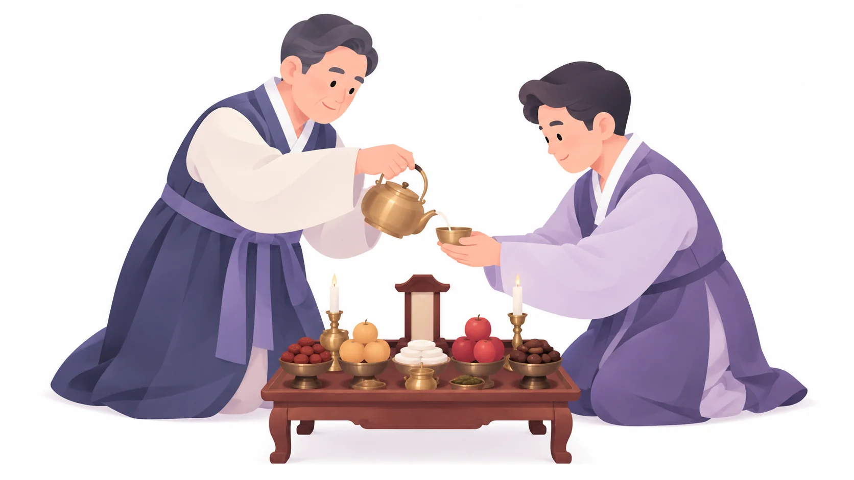 기제사 순서 가운데 술잔을 올리는 헌작 장면