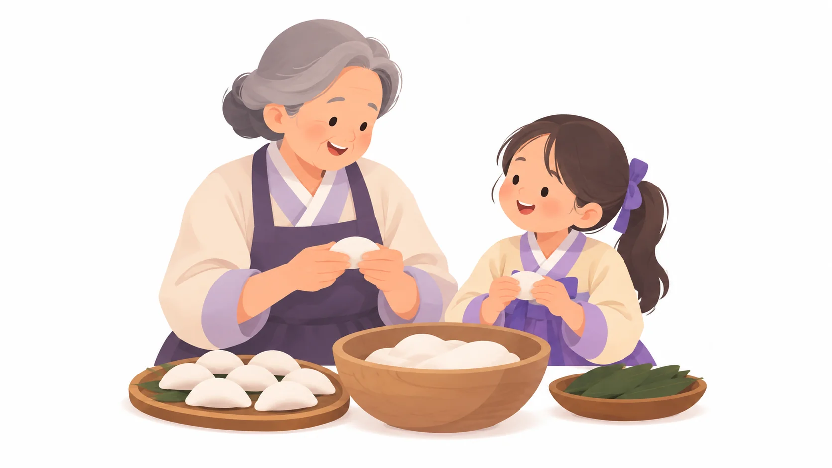 추석 차례상에 올릴 송편을 빚는 가족
