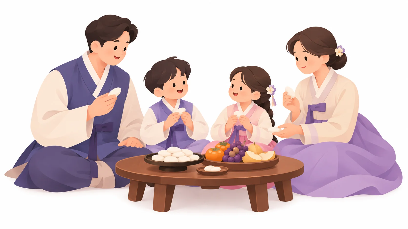 제사 뒤 제사떡을 나눠 먹는 가족