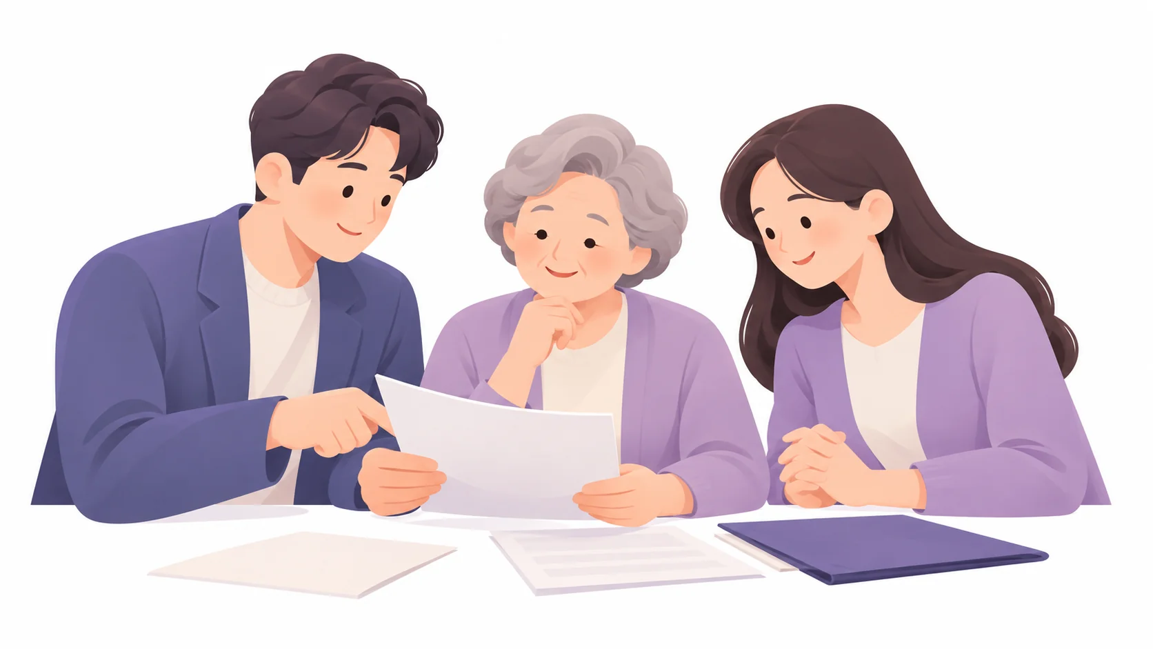 배우자와 직계비속이 함께 상속을 의논하는 가족