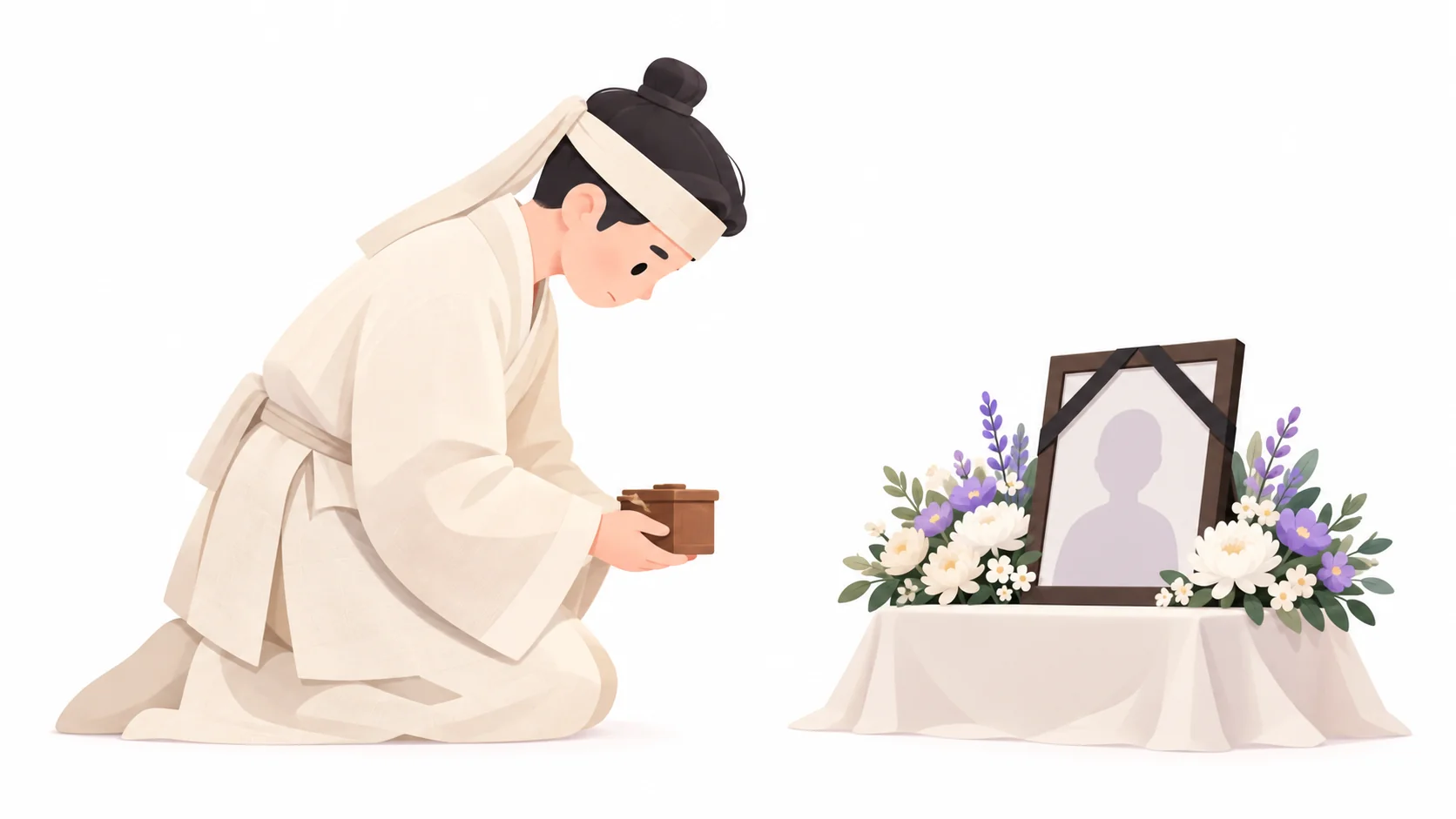 혼백 앞에서 예를 올리는 상주
