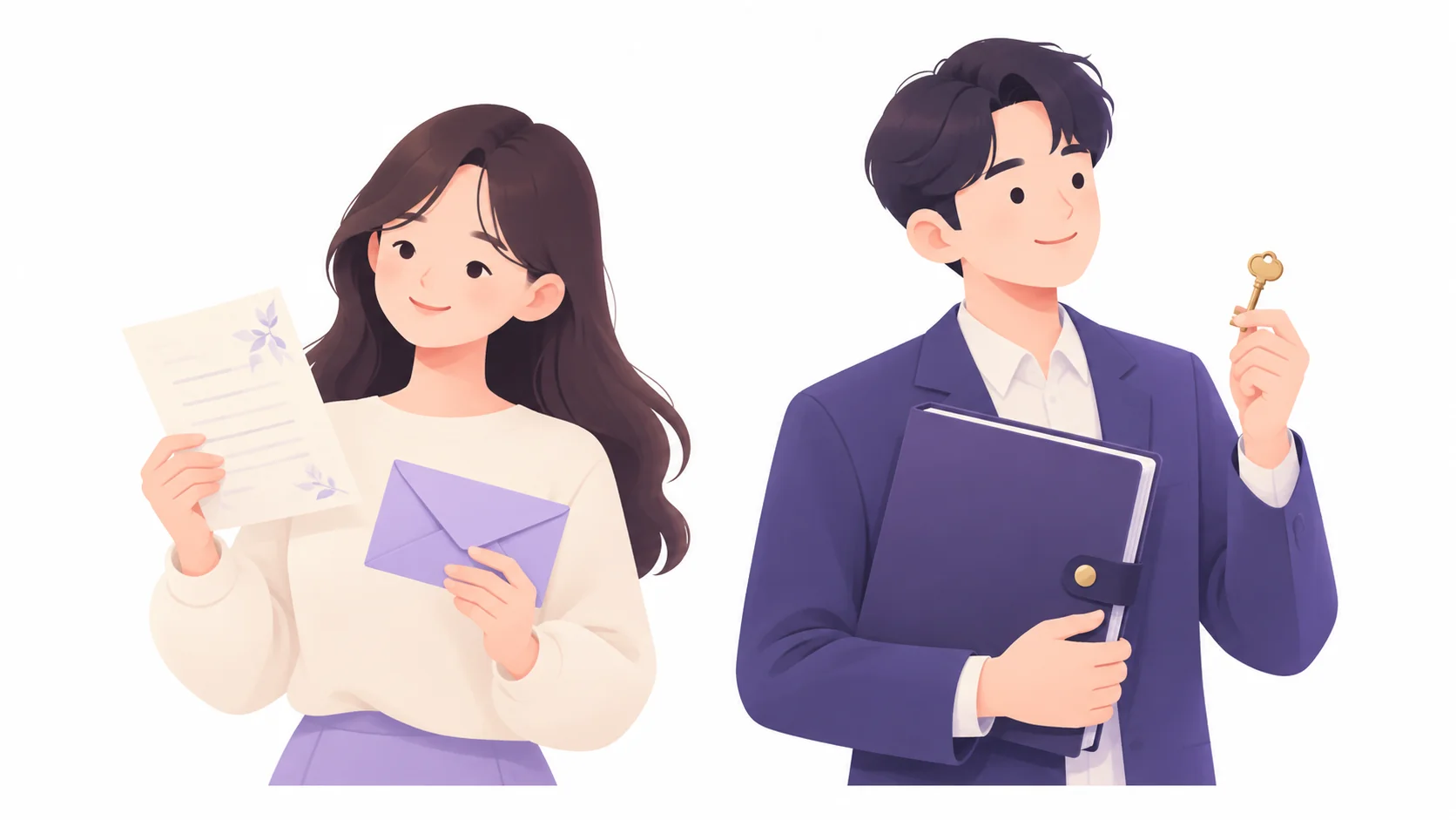 유언장 봉투와 신탁계약서를 각각 든 모습