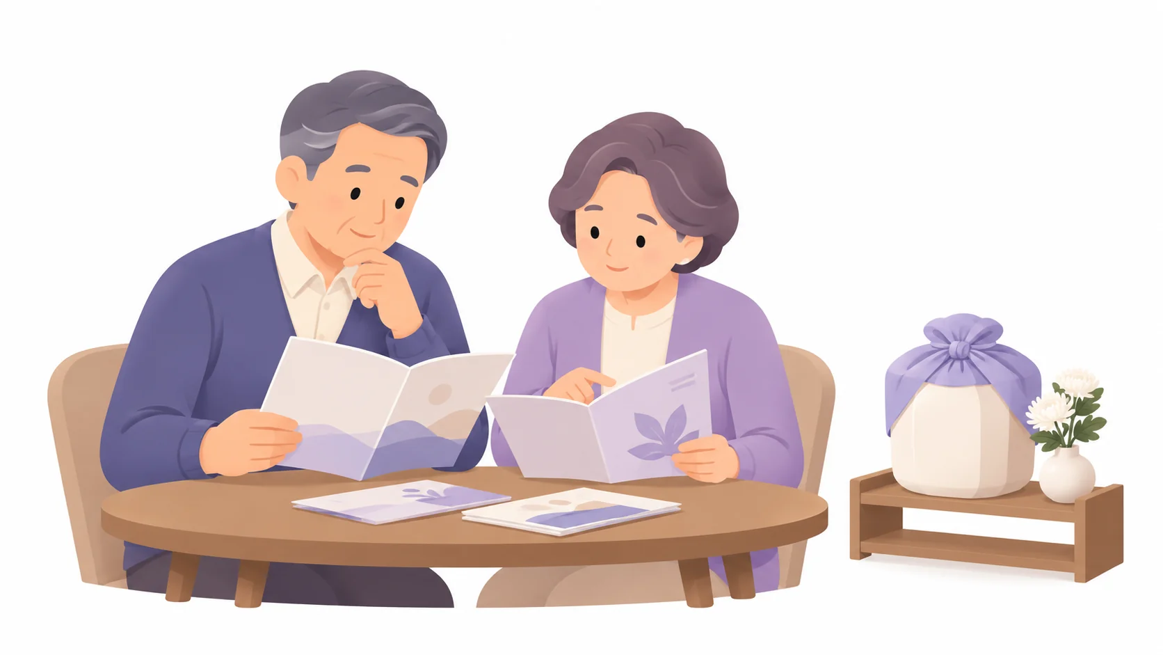 장지를 고르는 동안 안치 전 유골함을 모신 가족