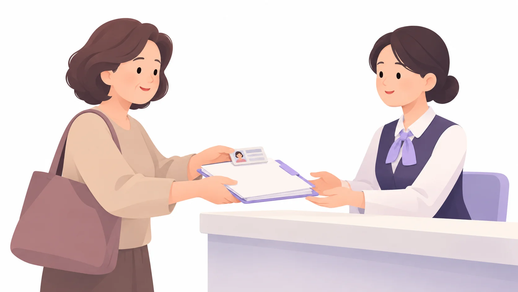 은행 창구에서 상속인 금융거래조회를 신청하며 서류를 내는 장면