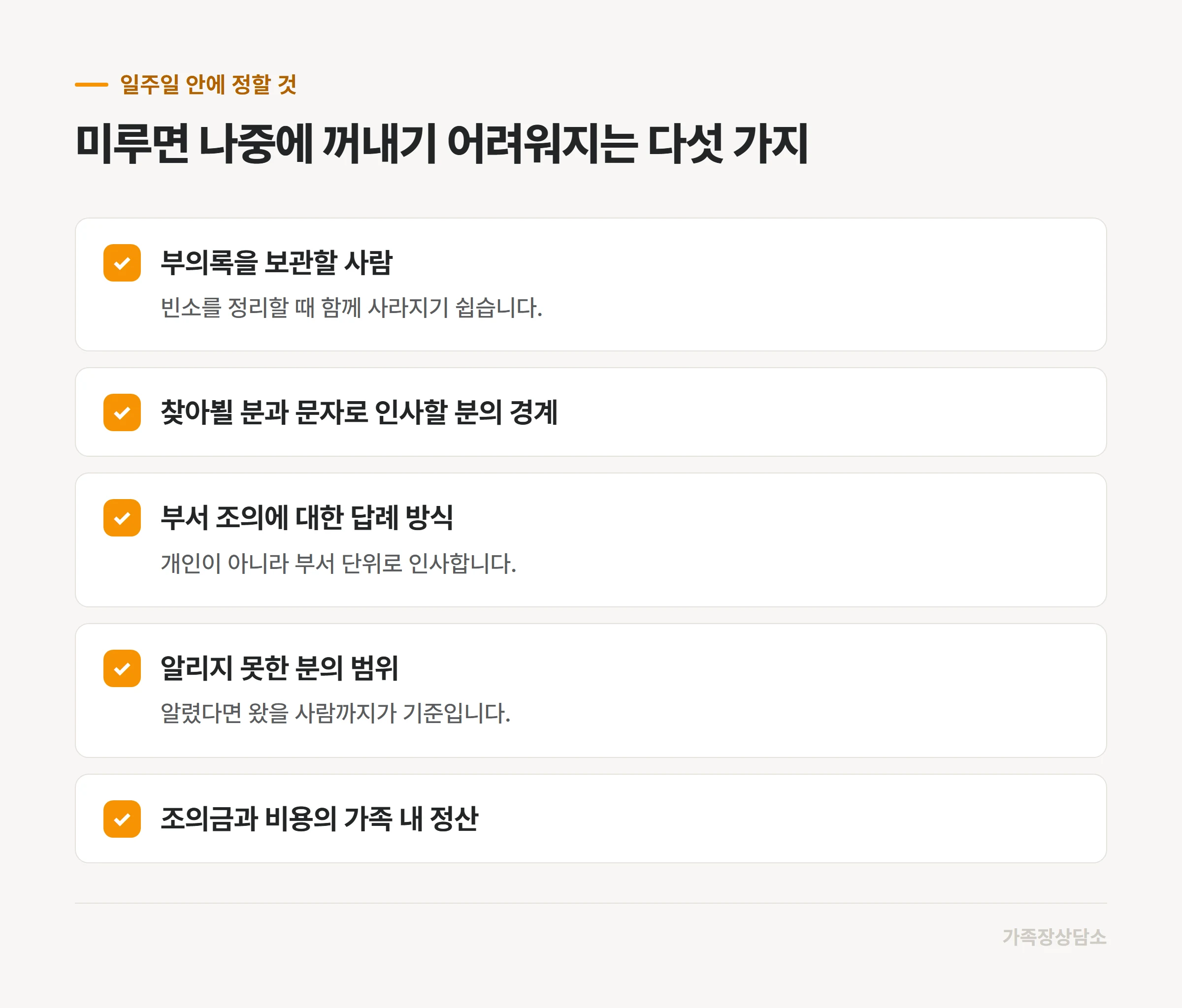 장례를 마친 뒤 일주일 안에 정해둘 항목