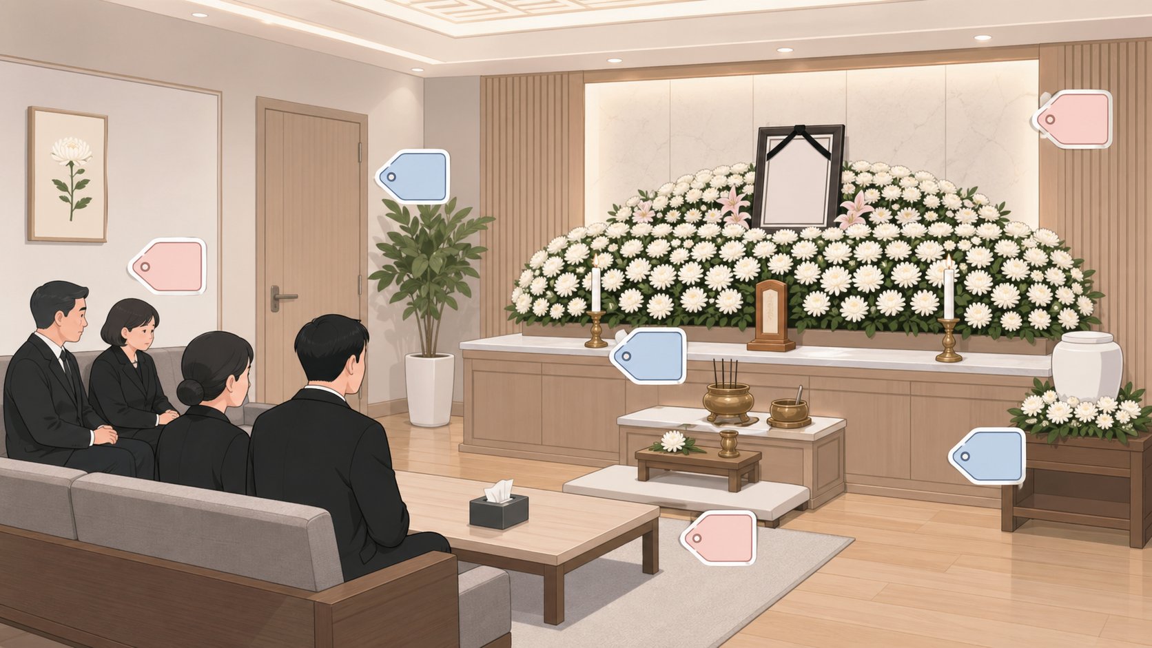 빈소 시설 이용료 설명 일러스트