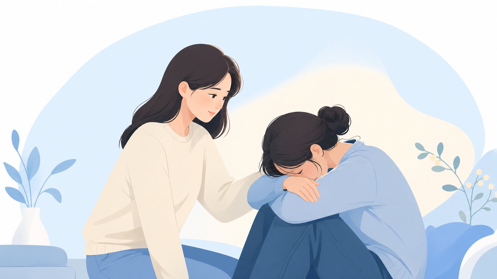 유가족 위로 장면 일러스트