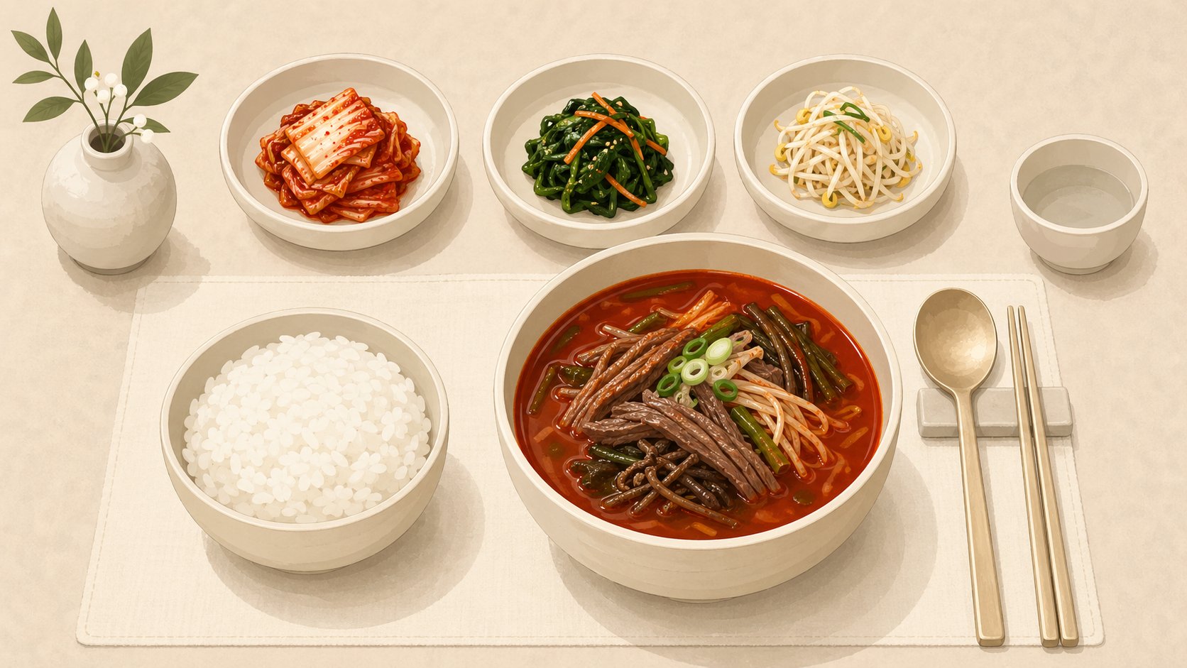 장례식장 음식 상차림 일러스트