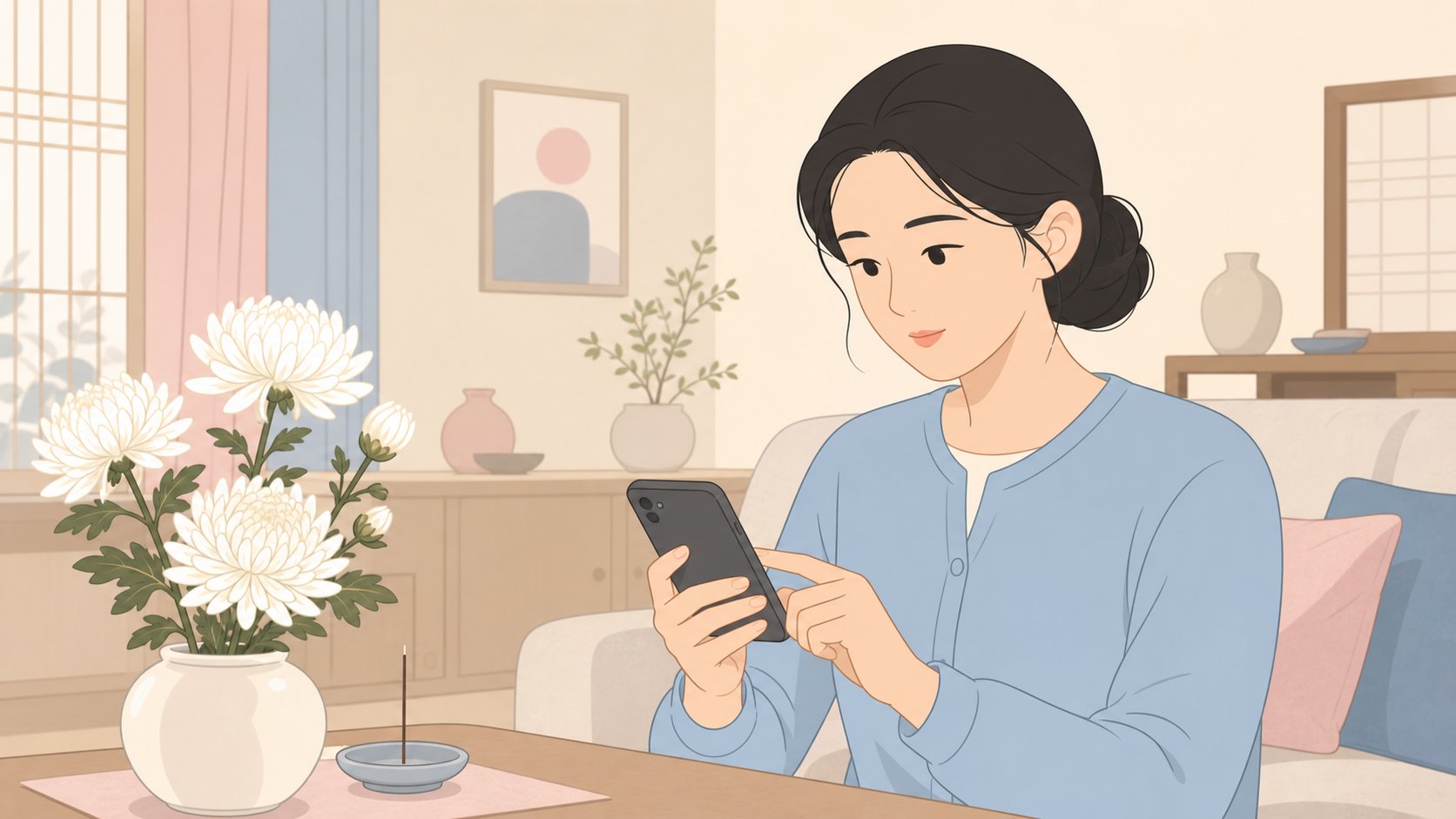 스마트폰으로 보험금을 청구하는 장면