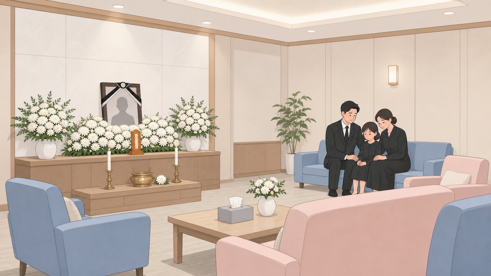 소박하고 정돈된 장례식장 빈소