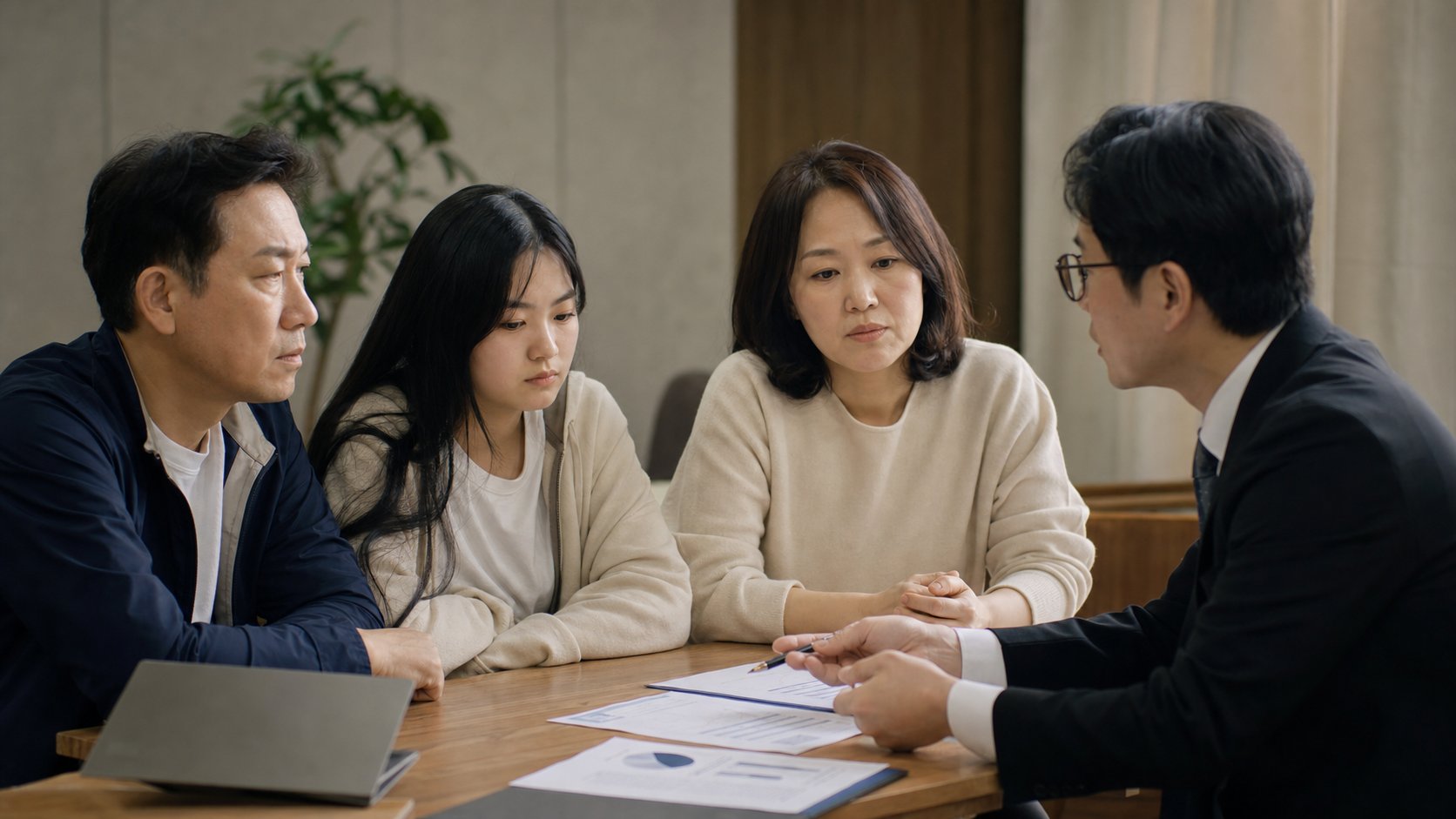 세무 상담을 받는 가족