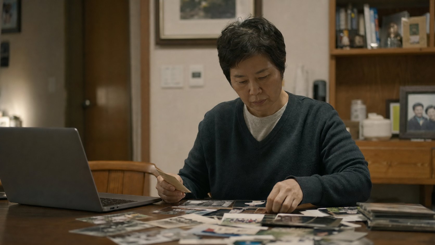 노트북으로 온라인 추모관을 만드는 모습
