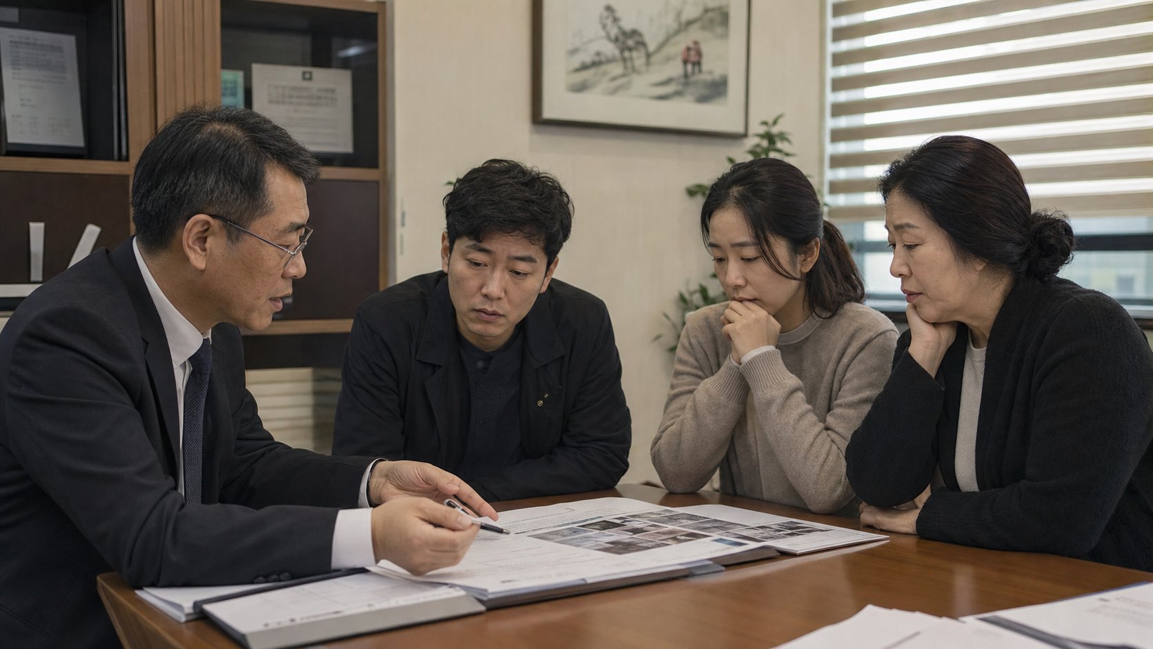 유품정리 상담을 받는 가족