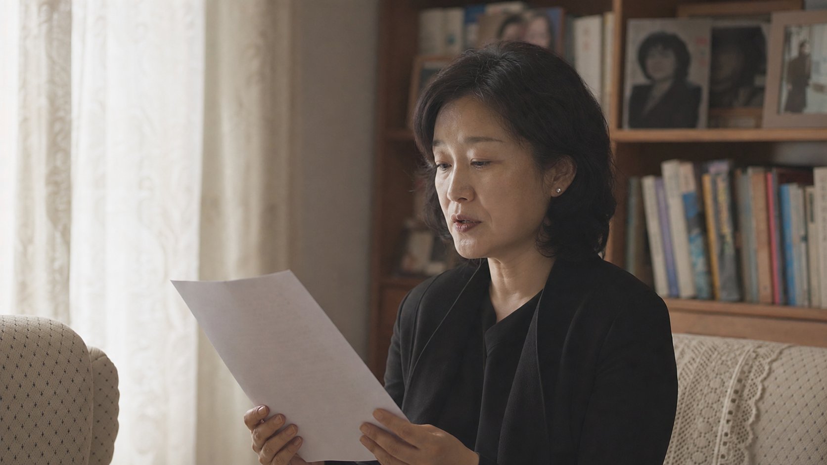 추도사 원고를 소리 내어 연습하며 다듬는 모습