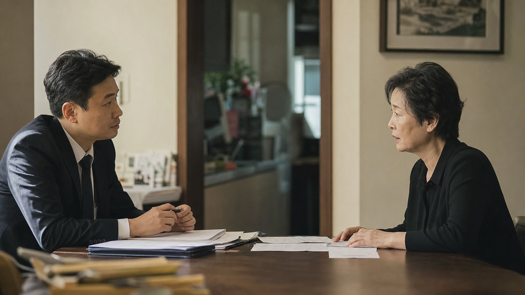 양측이 마주 앉아 차분하게 묘지 문제를 협의하는 모습