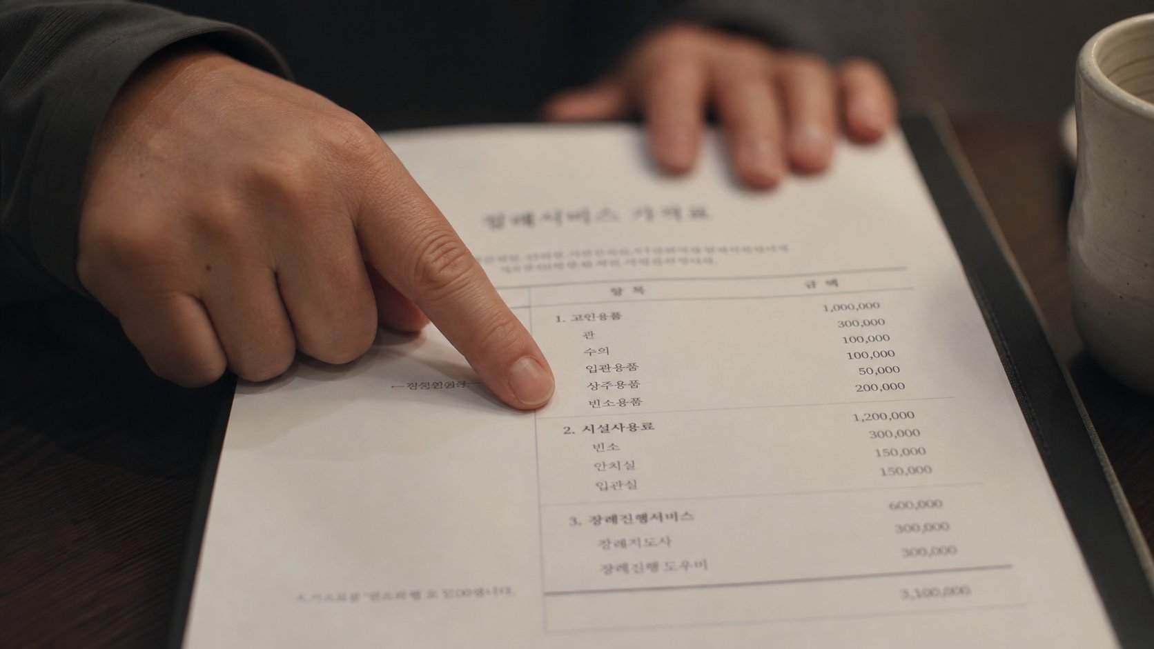 후불제 상조 단가표를 확인하는 모습