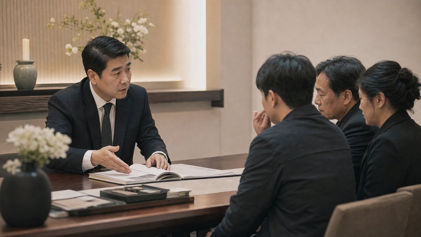 간소 장례 절차를 설명하는 장례지도사