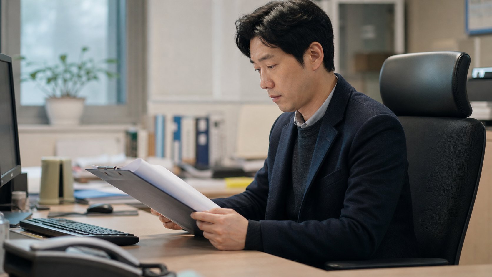 안치 서류를 확인하는 공영장례 담당자