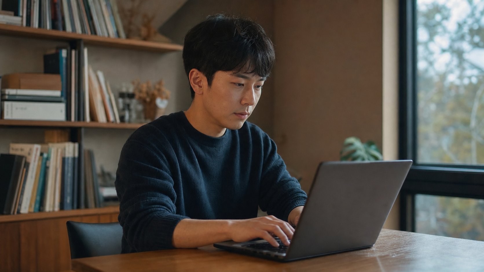 노트북으로 등록 업체를 검색하는 모습
