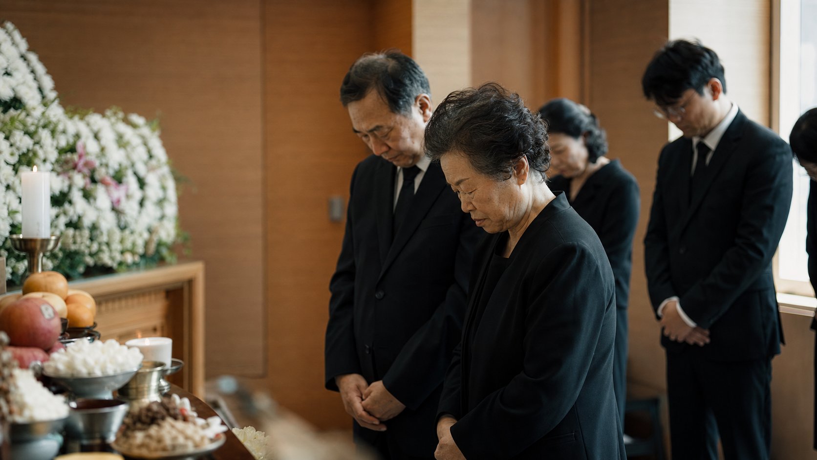 빈소에서 발인제를 올리는 가족