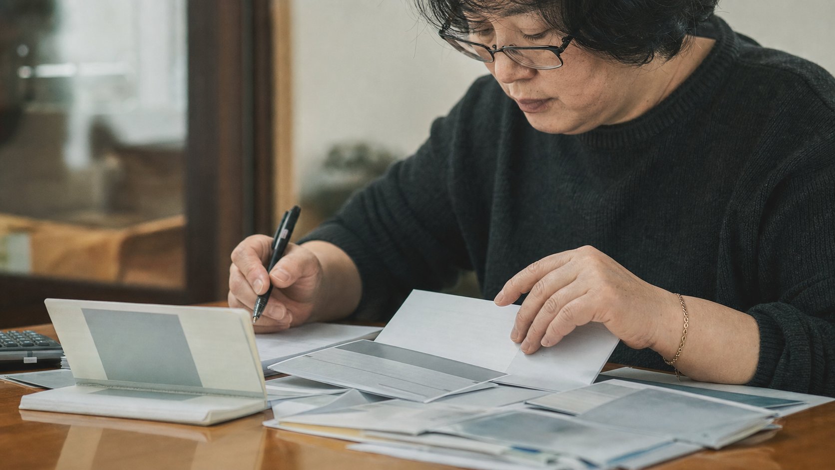 사망진단서와 보험 서류로 필요한 통수를 정리하는 가족