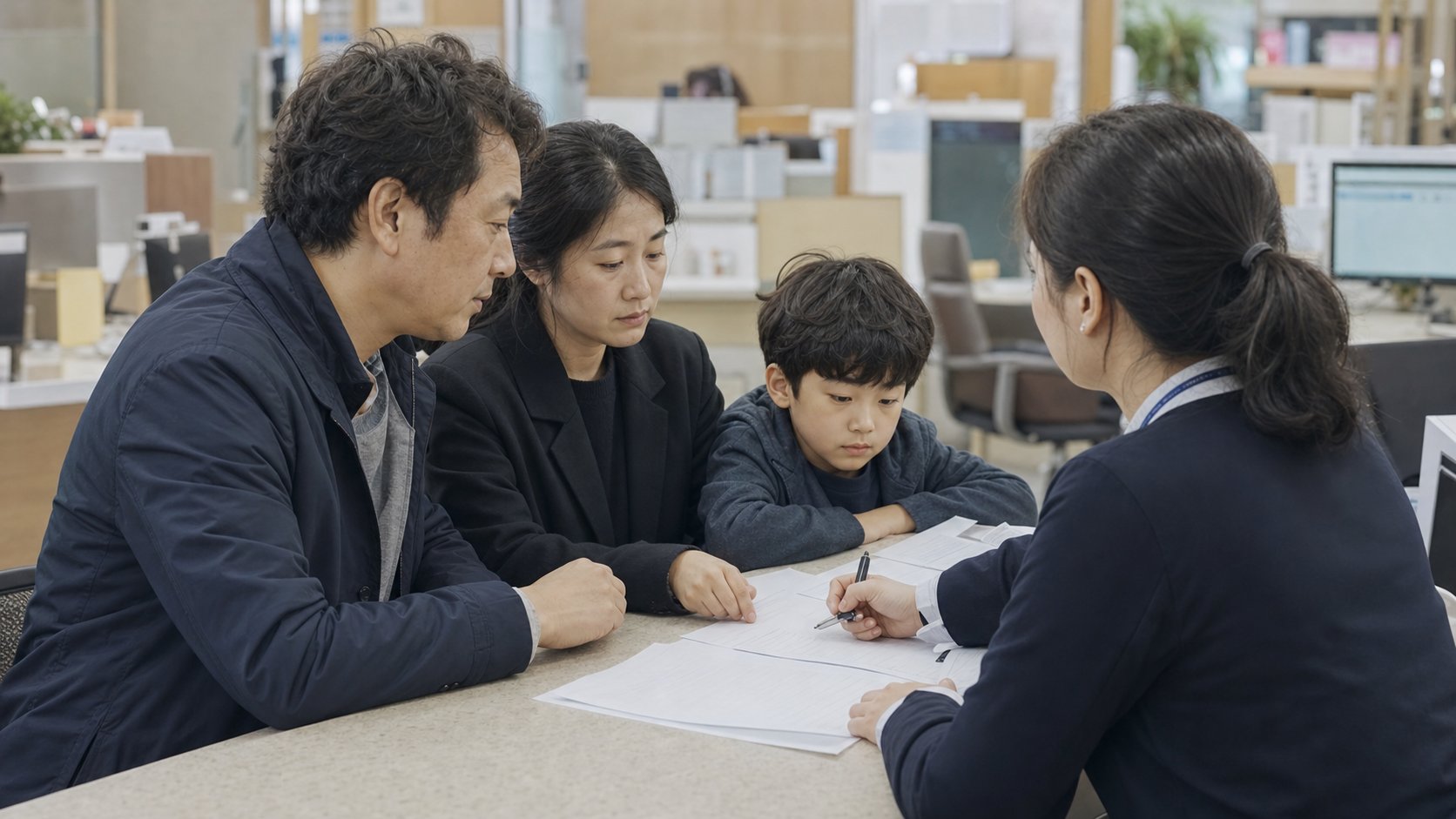 주민센터에서 사망신고와 안심상속 원스톱을 접수하는 가족