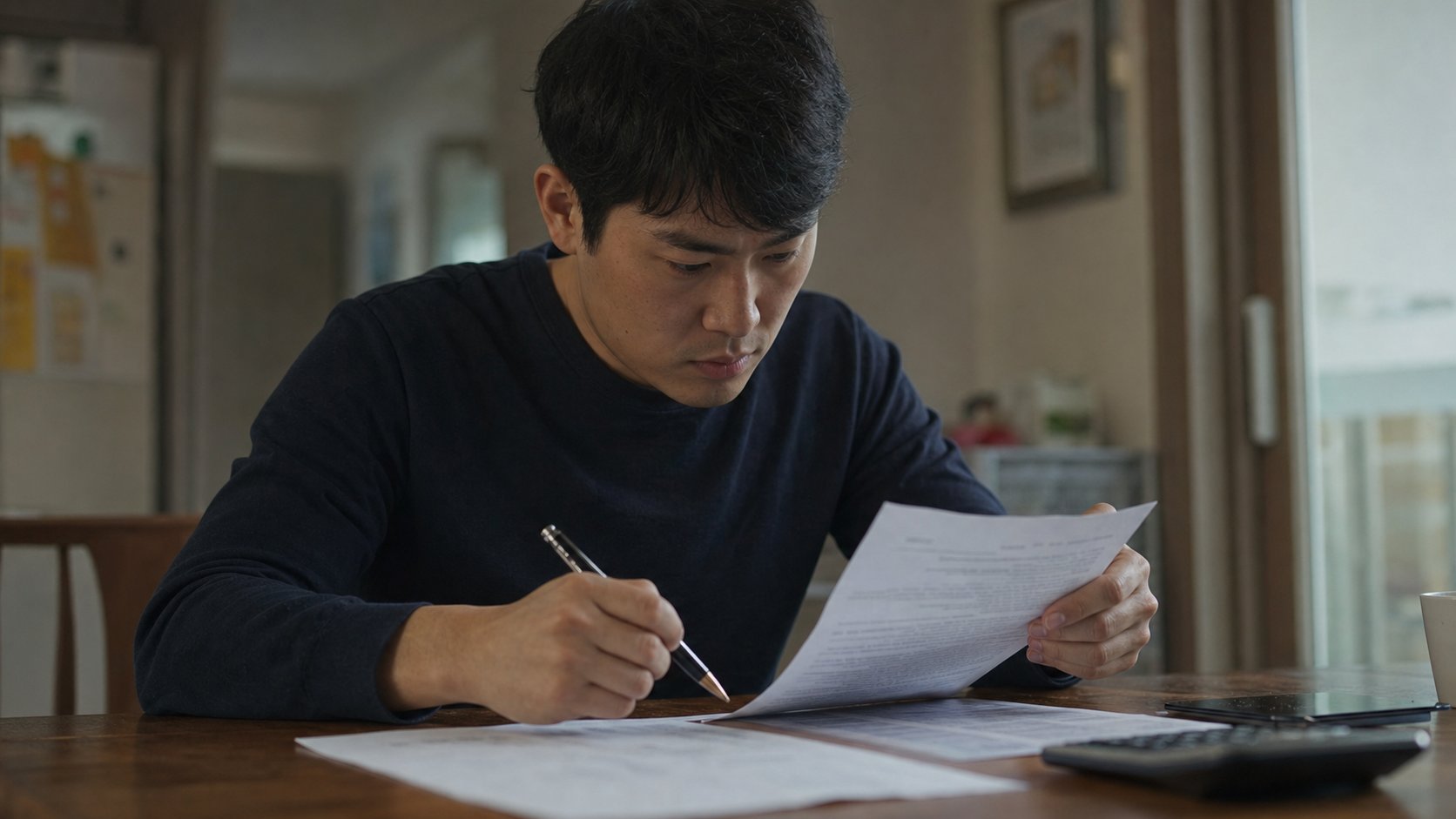 상조 해지 신청서를 작성하며 약관을 확인하는 모습