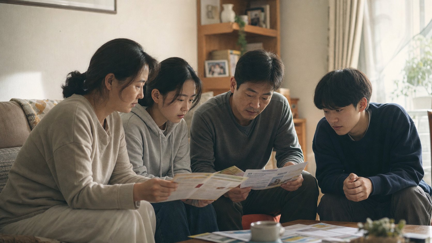 집에서 편안하게 가족과 시간을 보내는 환자