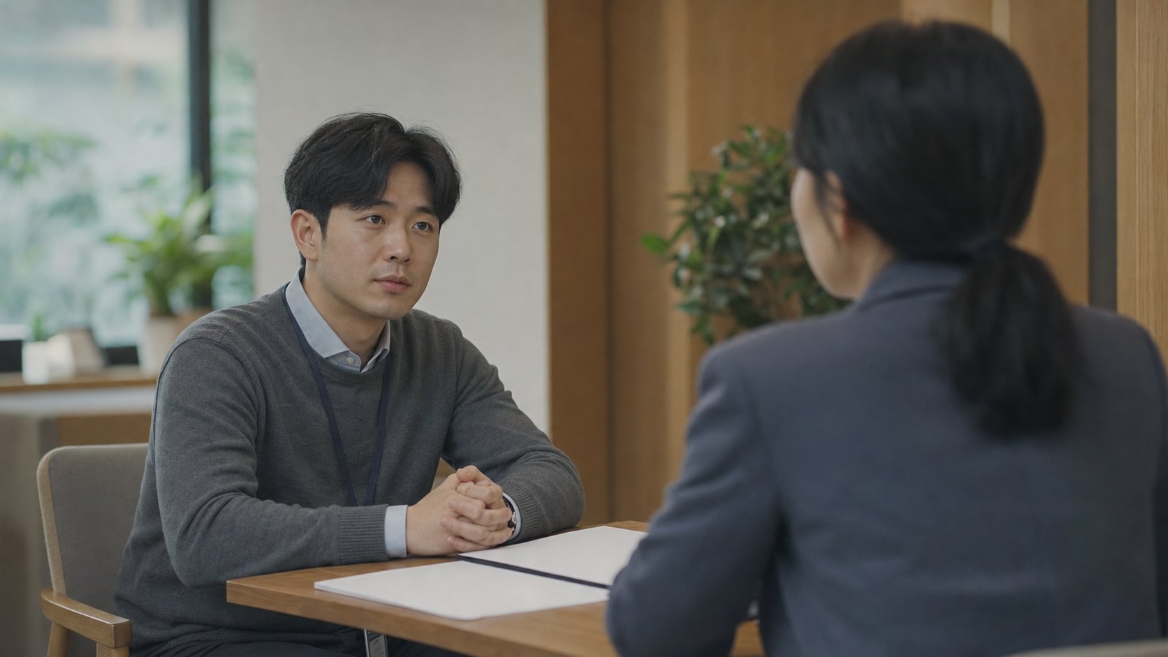 인사 담당자와 가족돌봄휴가를 상담하는 직장인