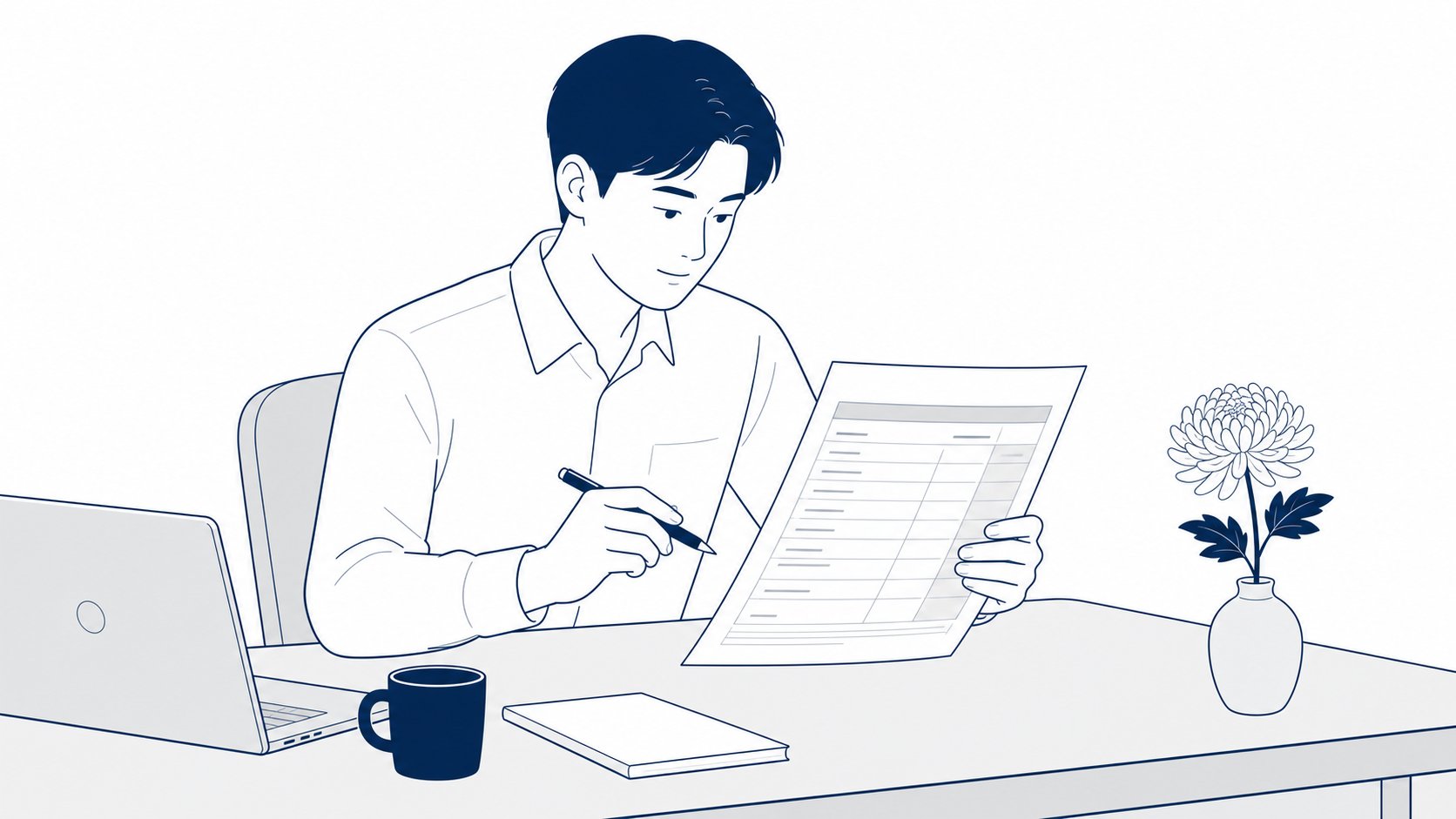 유가족이 장례 비용 정산서를 살펴보는 모습