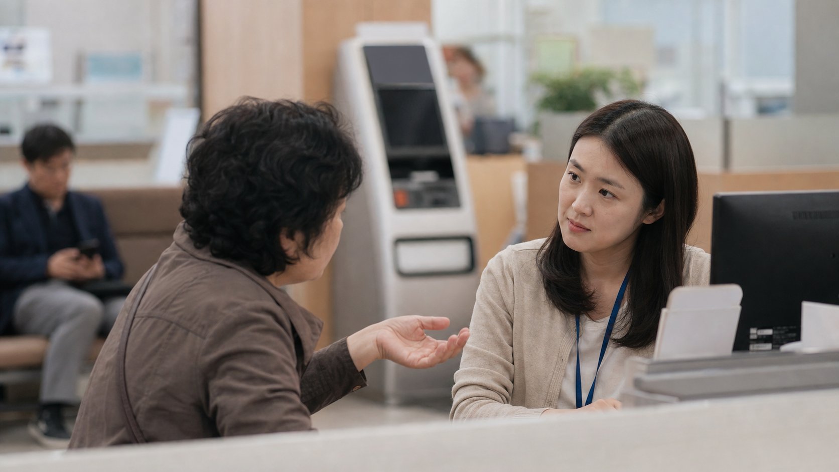 고용노동관서 창구에서 체불 임금 상담을 받는 유족