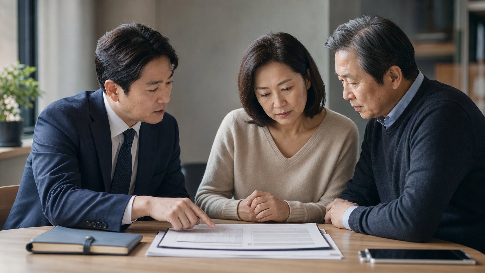 상조 상품 구성표를 설명하는 상담원