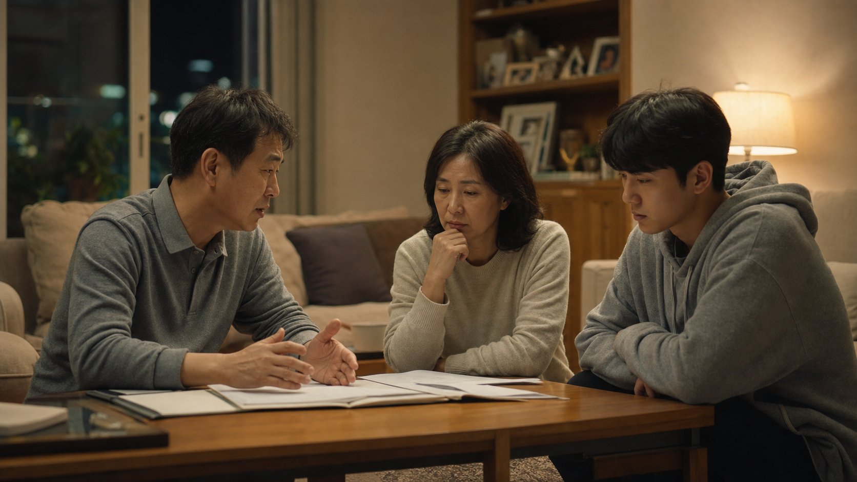 상조 등급 변경을 상의하는 가족