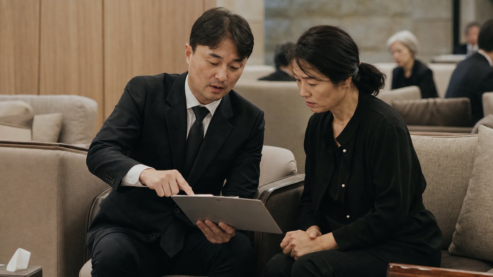 장례 절차를 설명하는 장례지도사