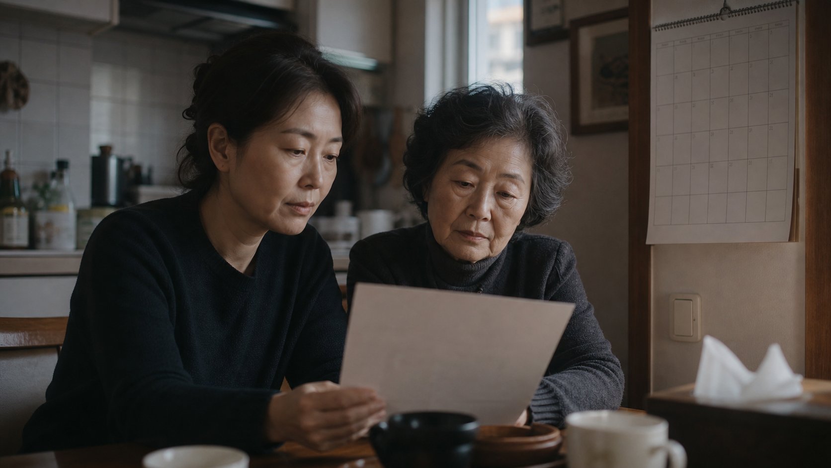 사망한 달 기초연금 처리 기준을 가족이 함께 확인하는 모습