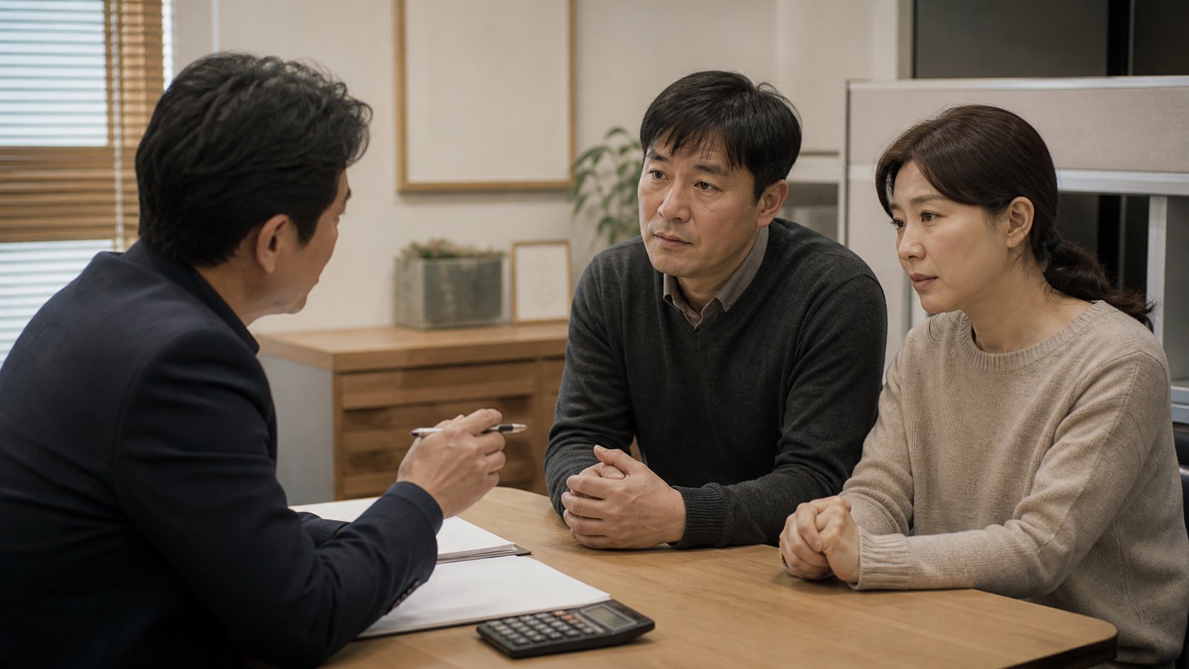상속세 계산에 대해 상담을 받는 부부의 모습