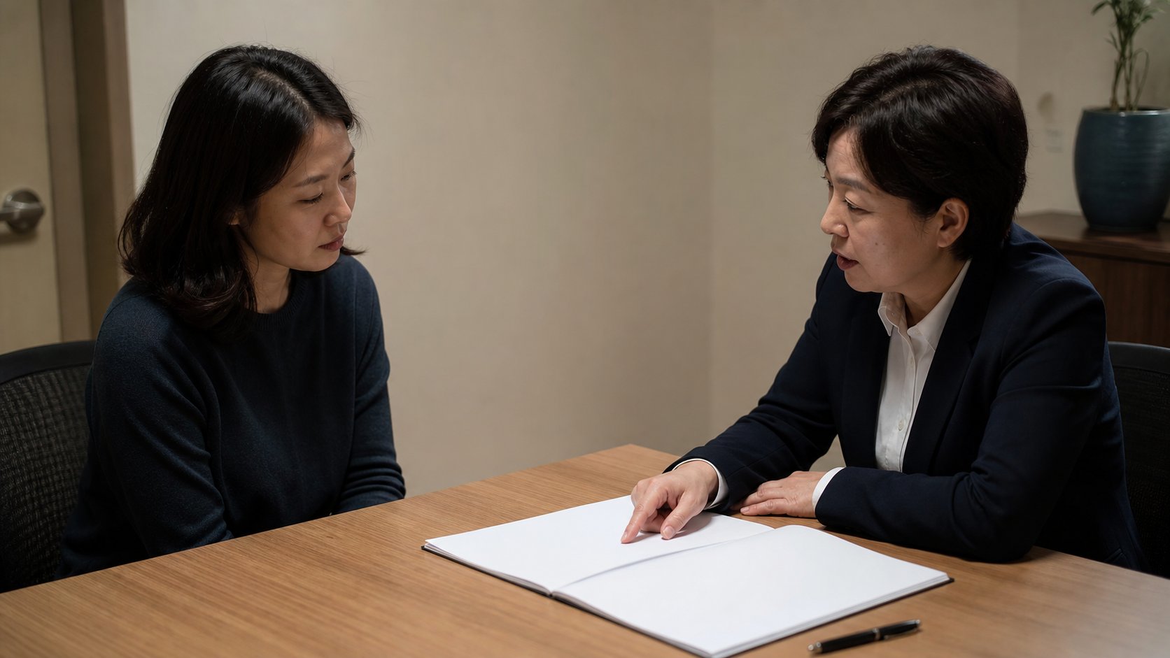 상속 절차에 대해 상담을 받는 모습