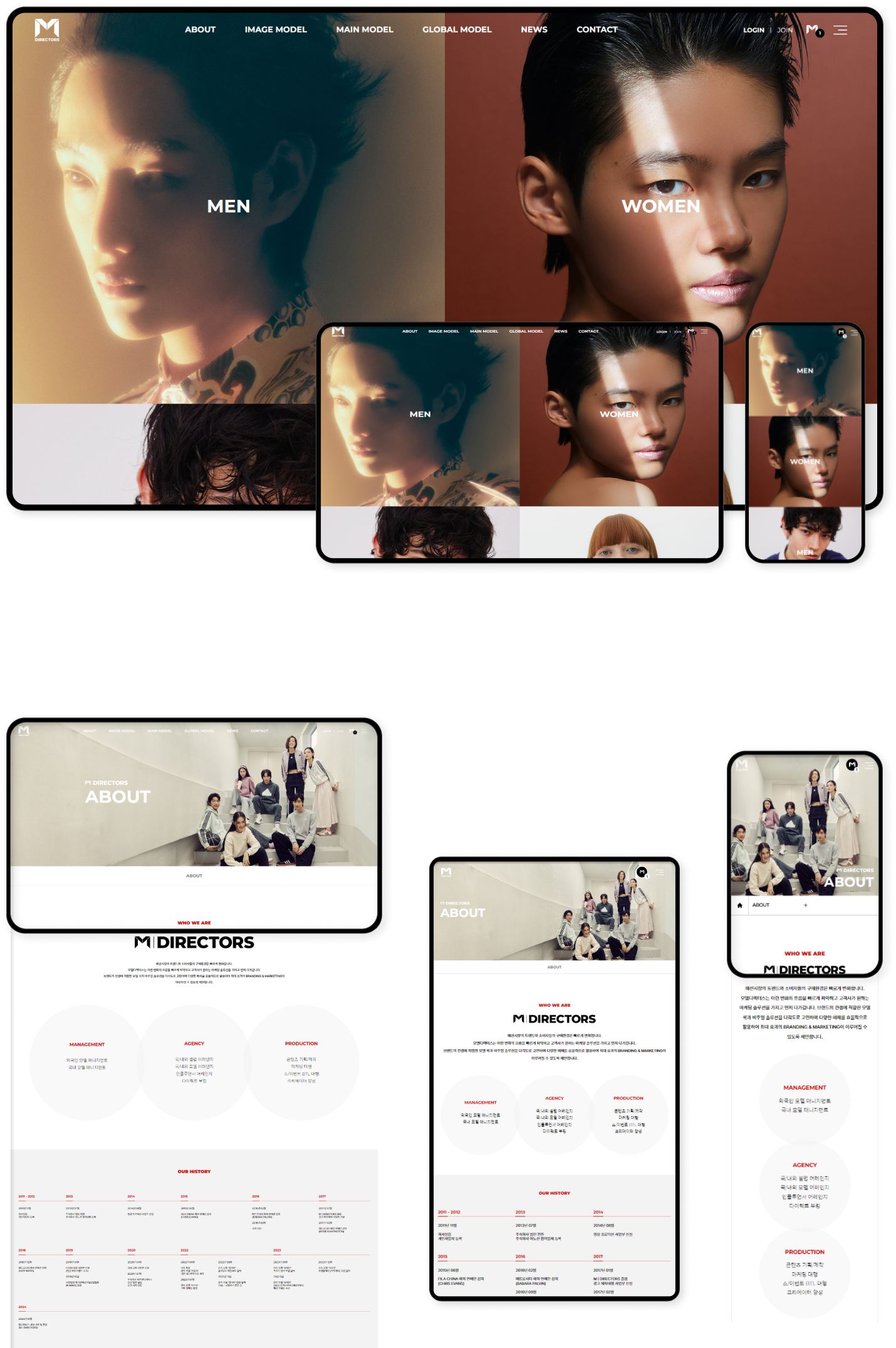 디자인펀치 제작 - (주)모델디렉터스 Responsive Web/App 상세 디자인 (PC)