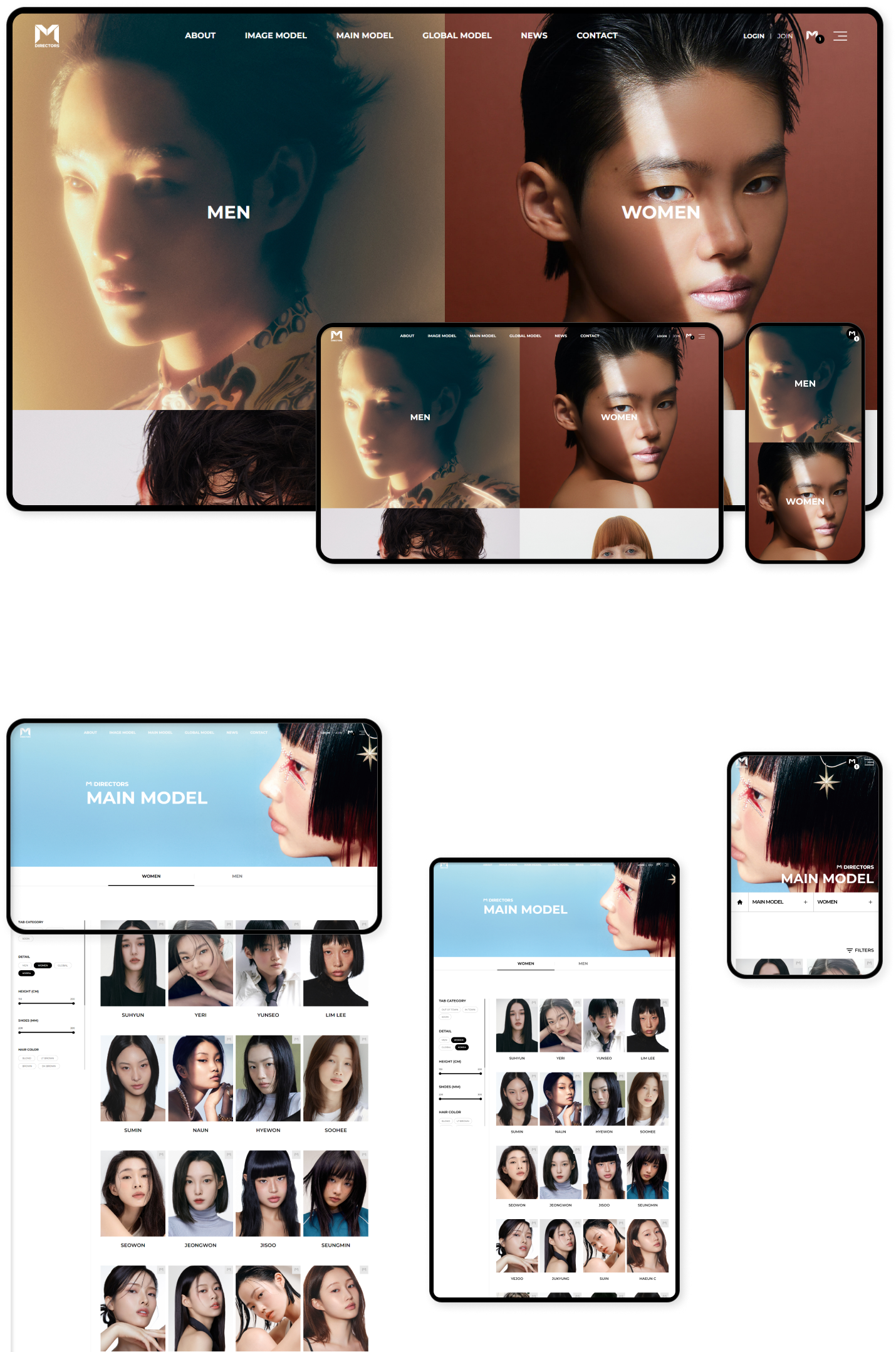 디자인펀치 제작 - 모델디렉터스 Responsive Web/App 상세 디자인 (PC)
