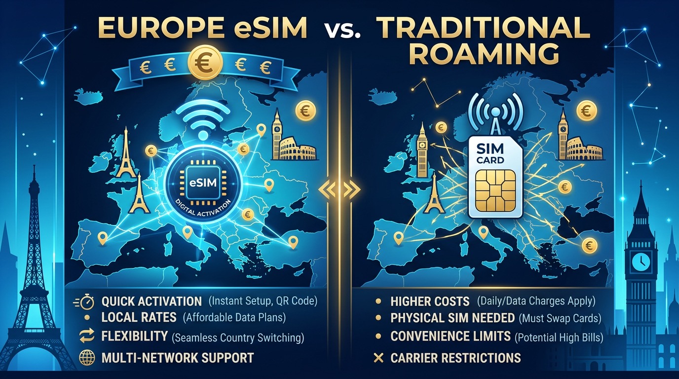 欧洲eSIM vs 漫游对比
